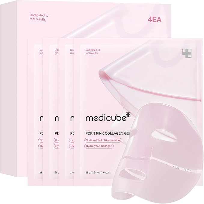 Medicube  4 Mascarillas Colágeno Rosa PDRN de Salmon DNA PDRN