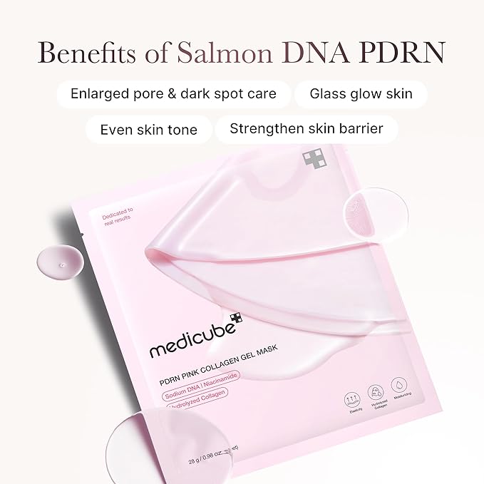 Medicube  4 Mascarillas Colágeno Rosa PDRN de Salmon DNA PDRN