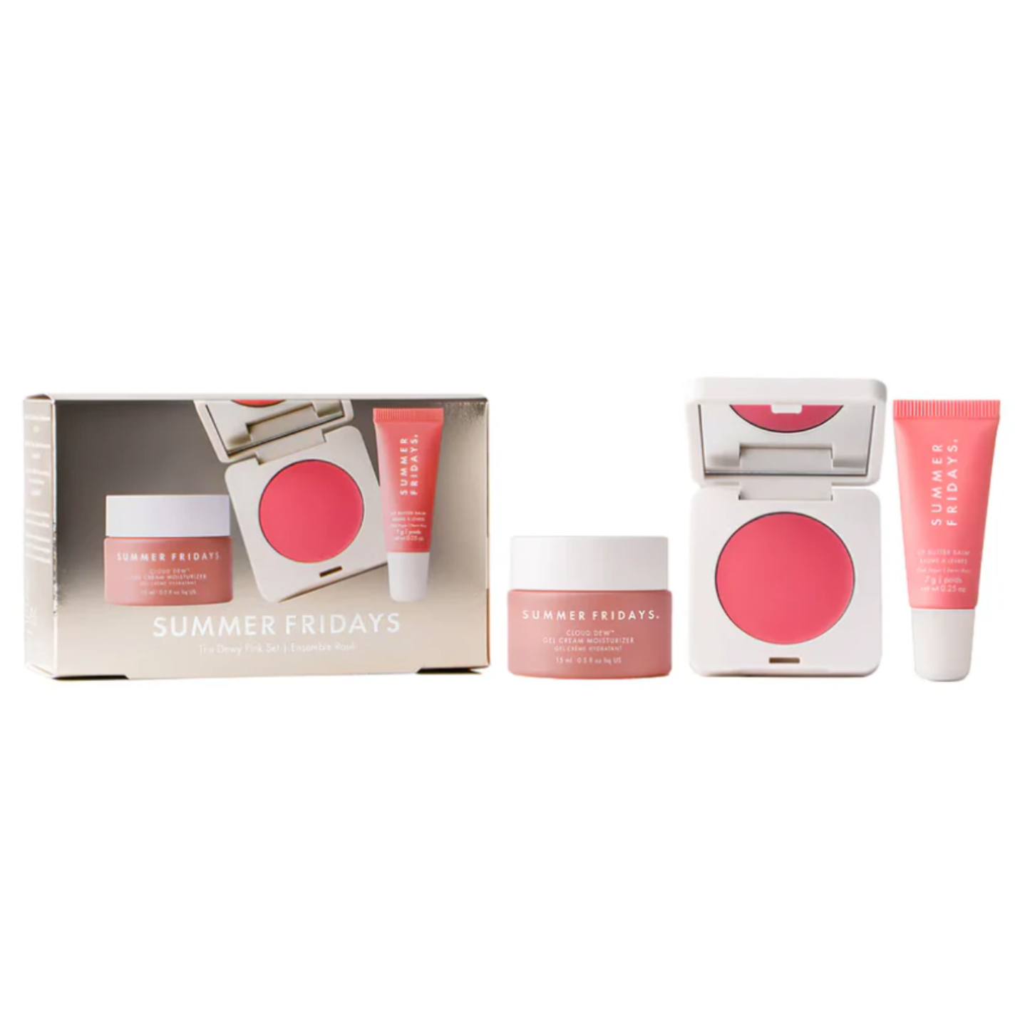 Summer Fridays Set De Cuidado De La Piel y Maquillaje Dewy Pink