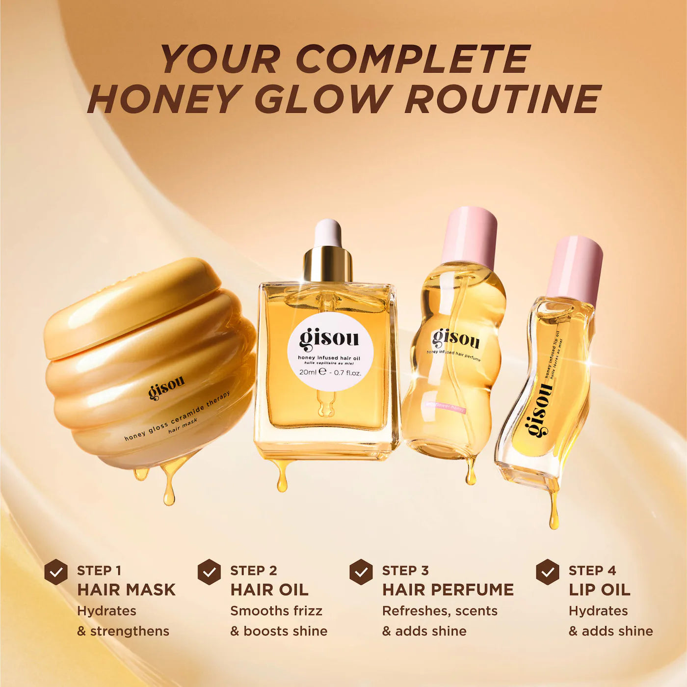 Gisou Set 4 pzas cabello y labios