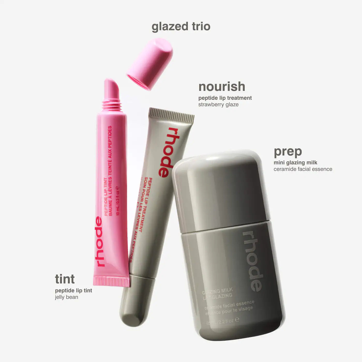 Rhode Set 3 pzs, lip balm, lip tint y esencia hidratante